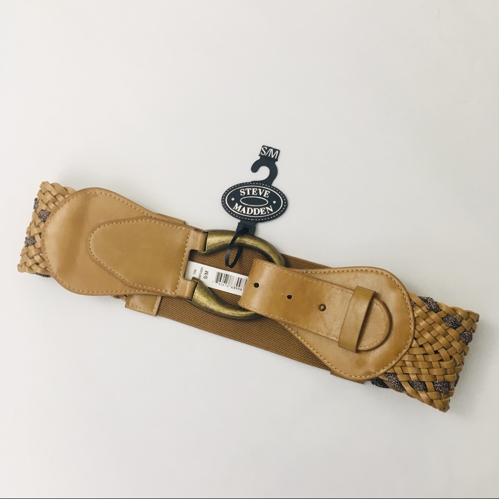 NWT Steve Madden S/M Tan Woven Belt